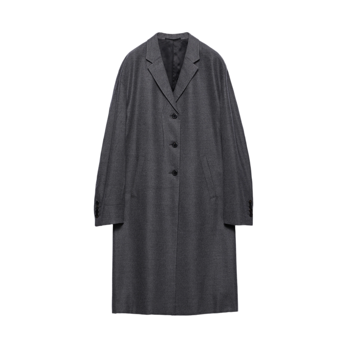 P656T-11FT-F0480 (W) Prada Single-Breasted Cashmere and Wool Coat Slate Gray