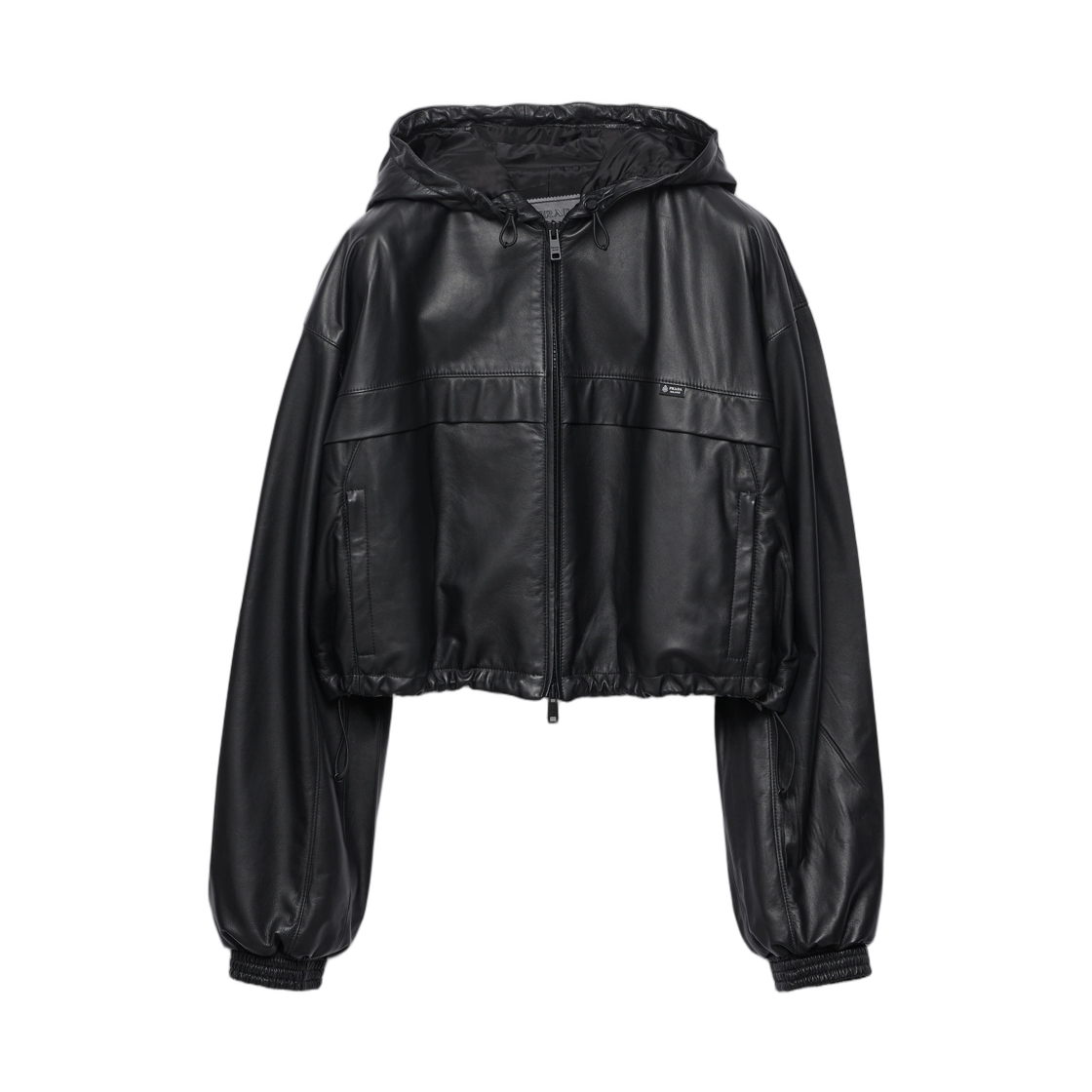 58A320-6914-F0002 (W) Prada Hooded Nappa Leather Jacket Black