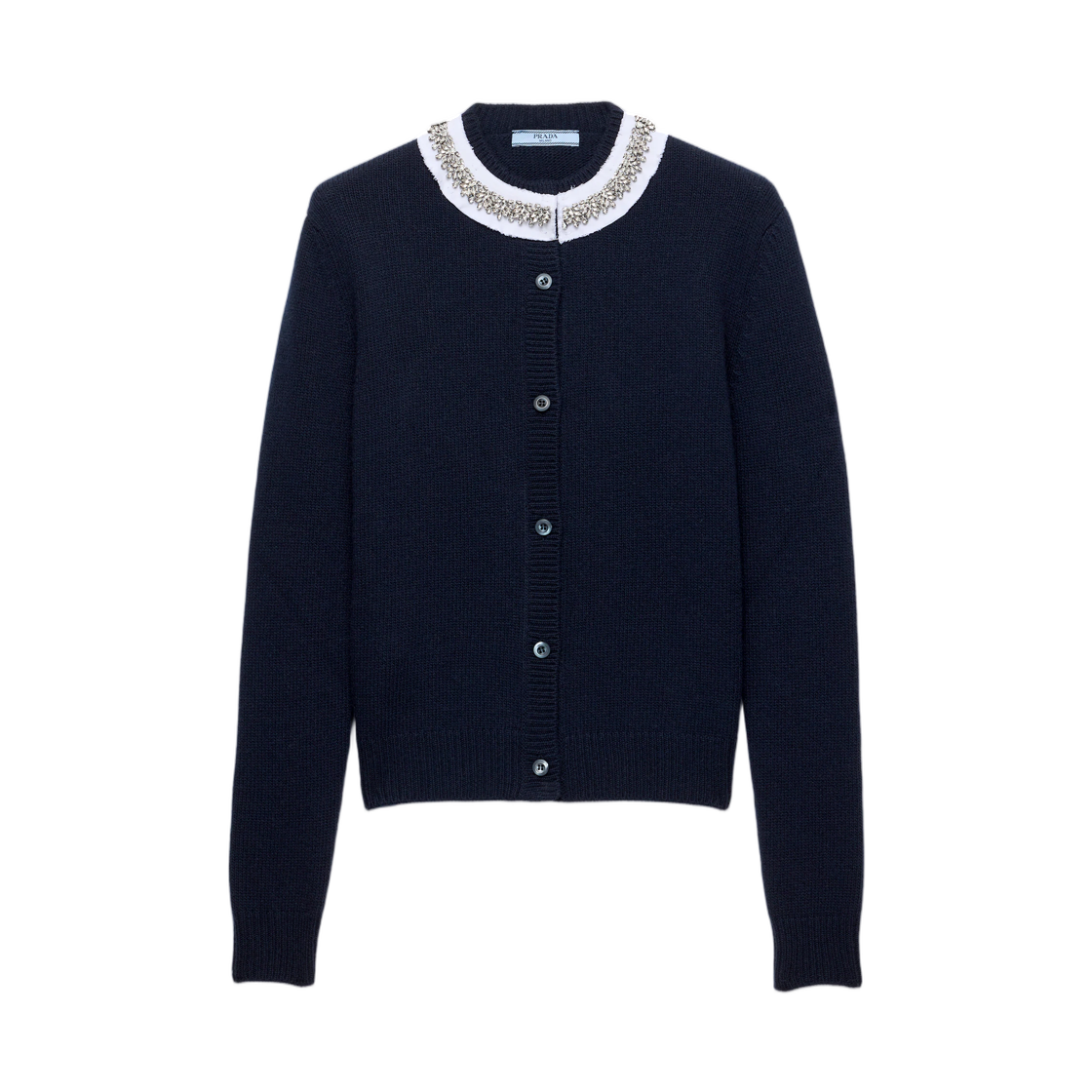 (W) 프라다 울 앤 캐시미어 가디건 네이비((W) Prada Wool and Cashmere Cardigan Navy) - 1