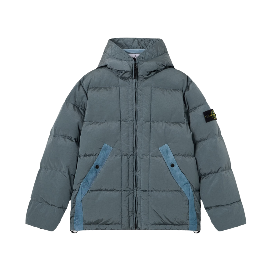 L2S1541000-19S0019-V0049 Stone Island 4100019 Nylon Metal In Econyl Hooded Down Jacket with Drawcord Hem Ash Grey - 26FW