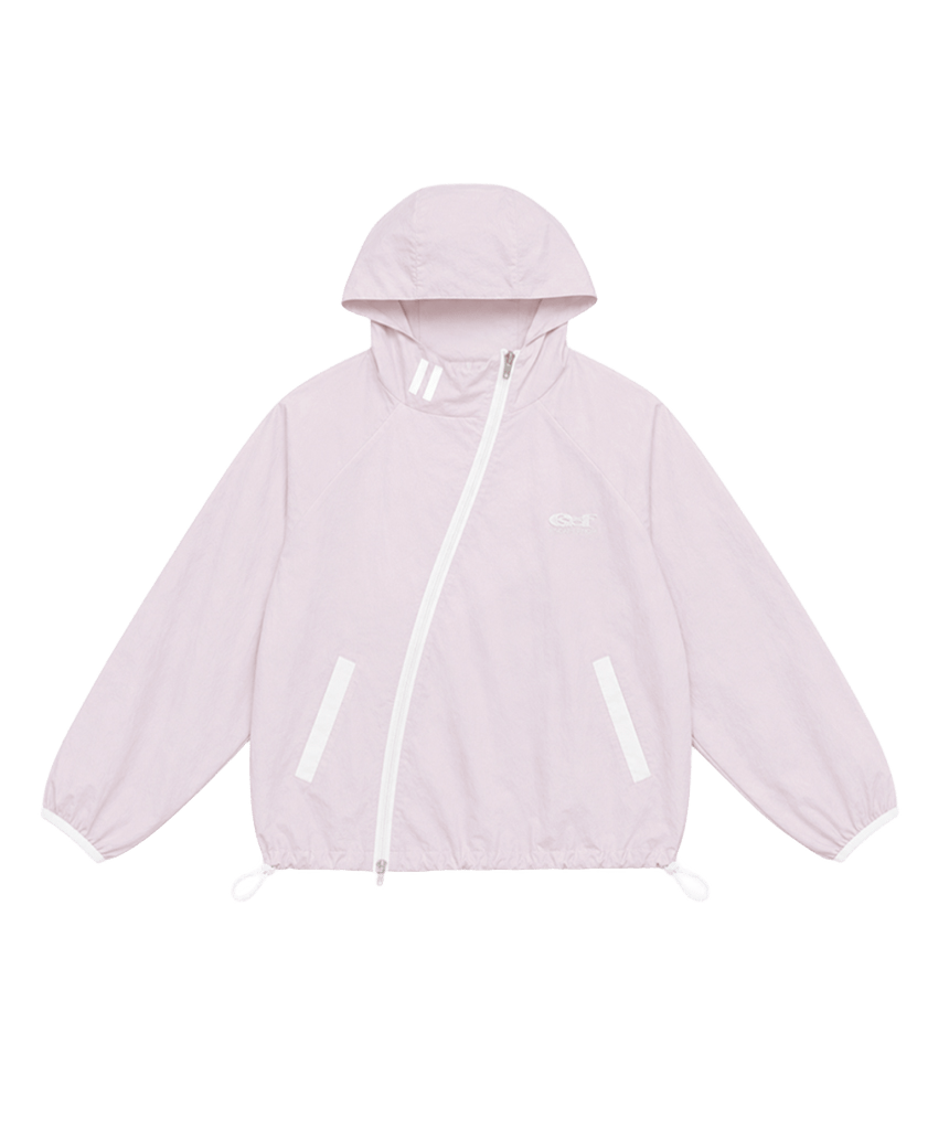 E262WB002PN Escapefrom ESCF Logo Point Diagonal Closing Windbreaker Pink