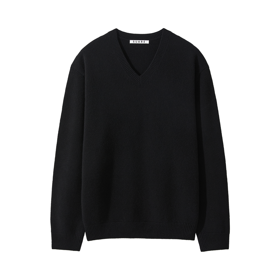 SBF3KN04MWBK (W) Fine Merino Wool 100 V-Neck Knit Black