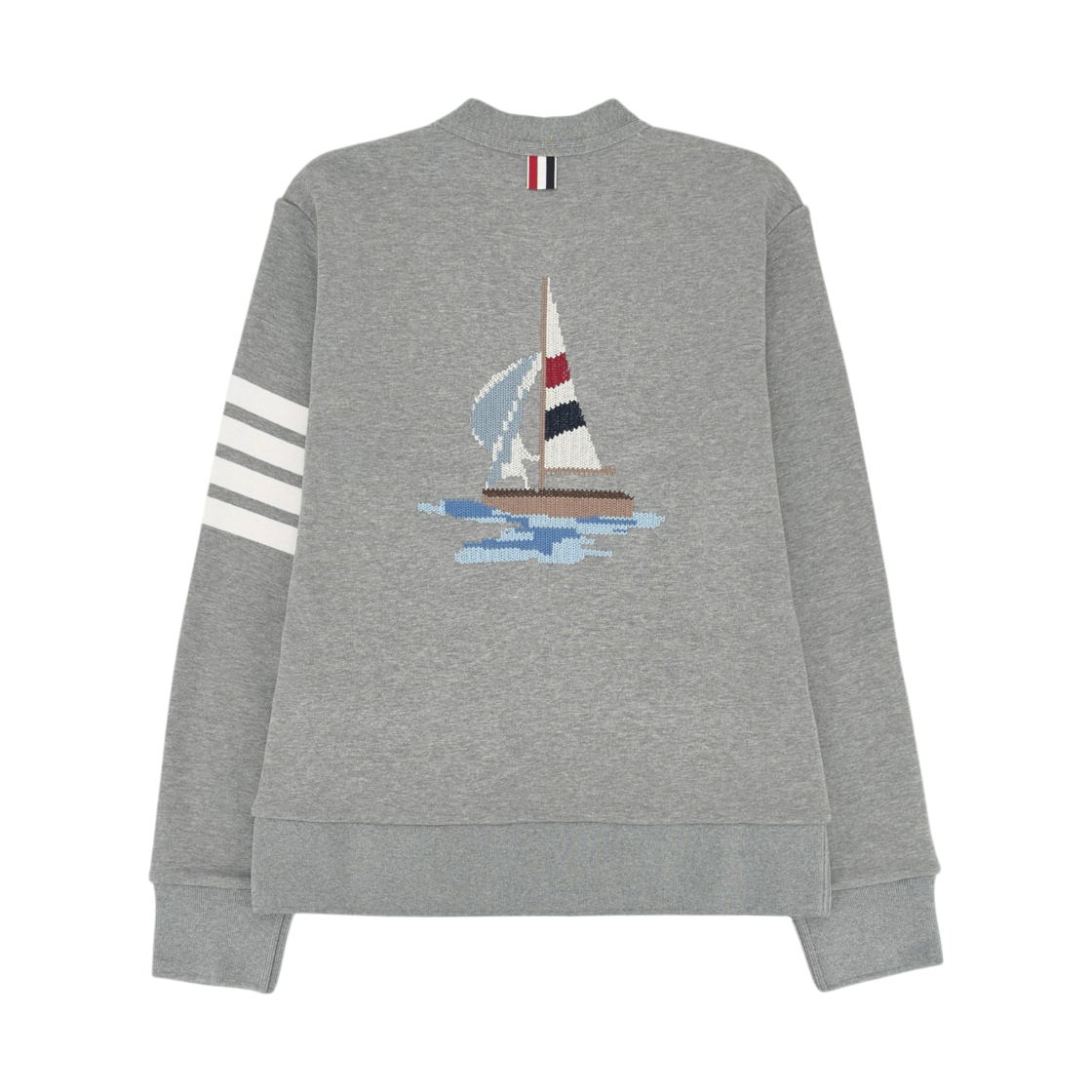 톰브라운 루프백 사선 보트 자수 가디건 라이트 그레이(Thom Browne Loopback 4-Bar Boat Embroidery Cardigan Light Grey) - 2