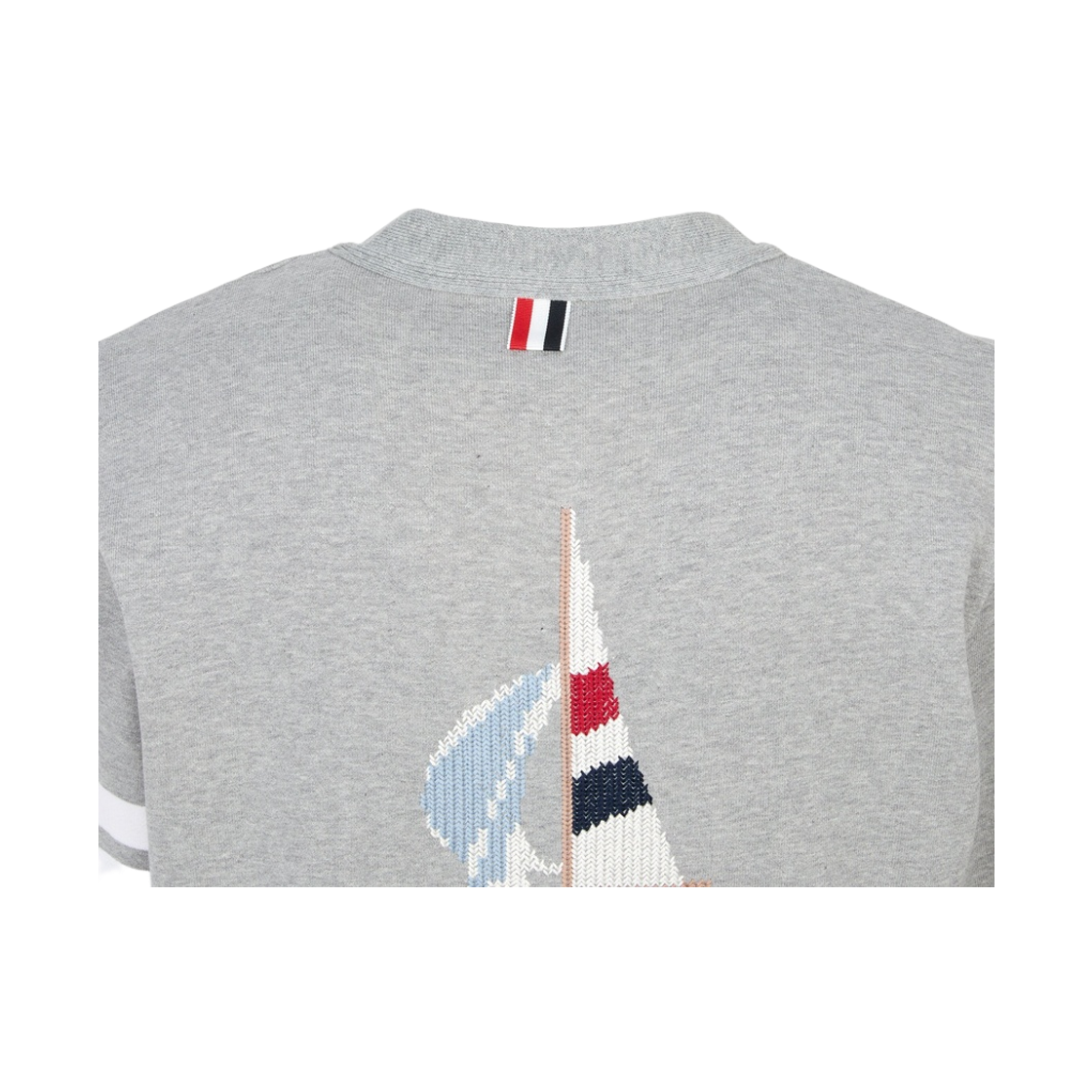 [25% 쿠폰] 톰브라운 루프백 사선 보트 자수 가디건 라이트 그레이([25% 쿠폰] Thom Browne Loopback 4-Bar Boat Embroidery Cardigan Light Grey) - 5
