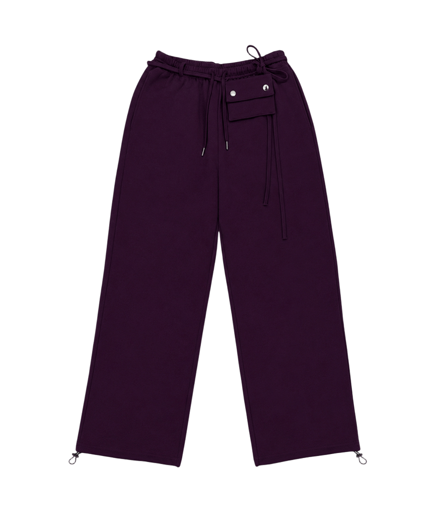 E262WSP002PP Escapefrom Small Pocket Layered Sweatpants Purple