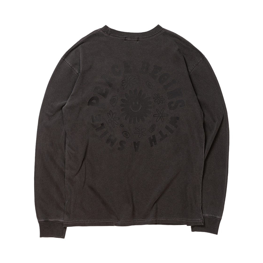 26FW0102 BIGWAVE COLLECTIVE Peace Circle Pigment Long Sleeve Stone Grey