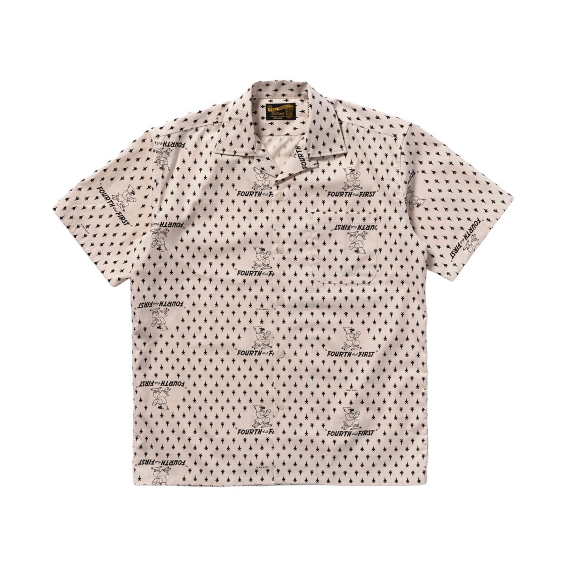 MS24003-012 The Real McCoy's Open Collar Shirt Fourth But First Ecru