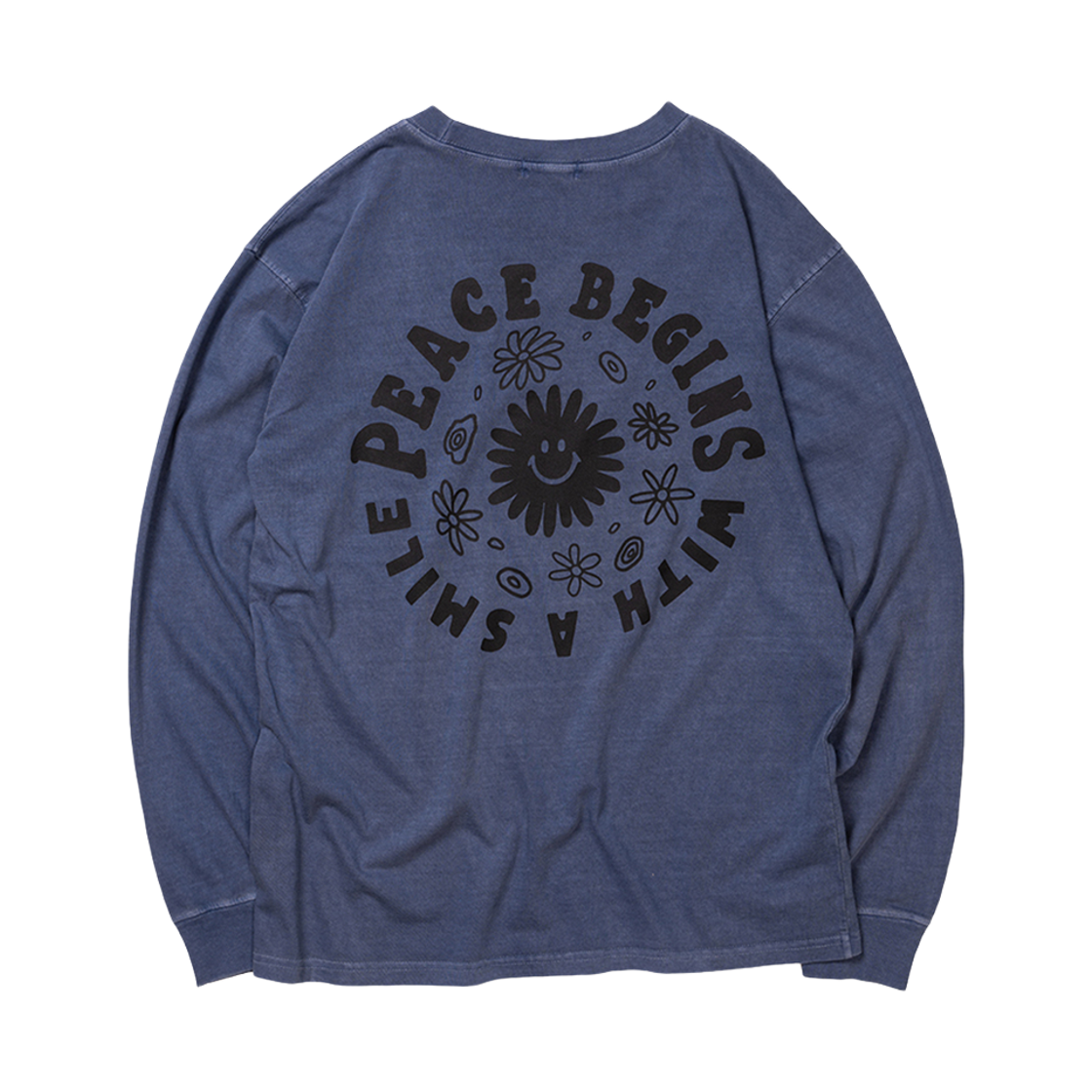 26FW0101 BIGWAVE COLLECTIVE Peace Circle Pigment Long Sleeve Washed Blue
