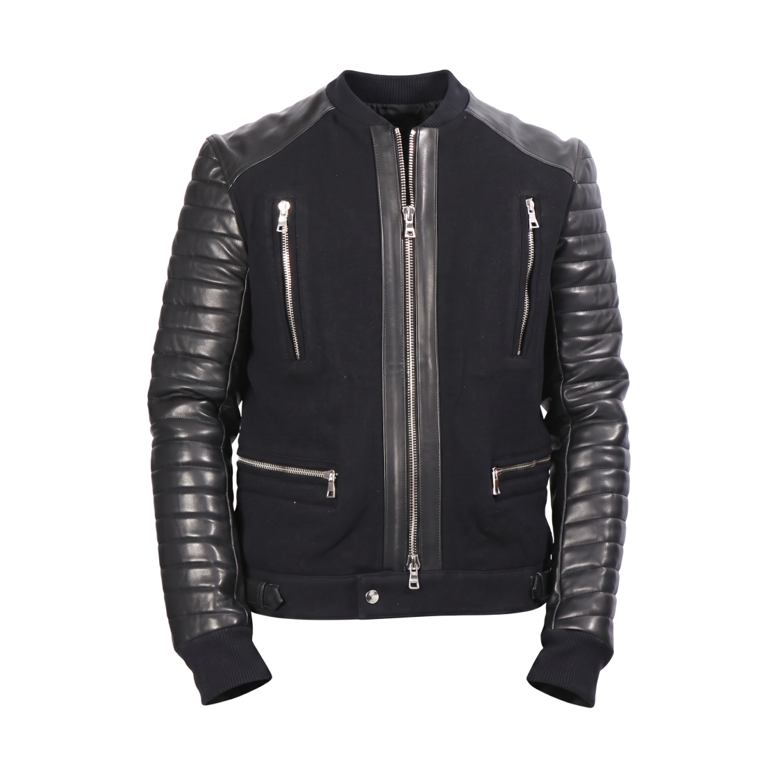 발망 바이 마테리얼 렘스킨 레더 클래식 라이더 자켓 블랙(Balmain Bi Material Lambskin Leather Classic Rider Jacket Black)