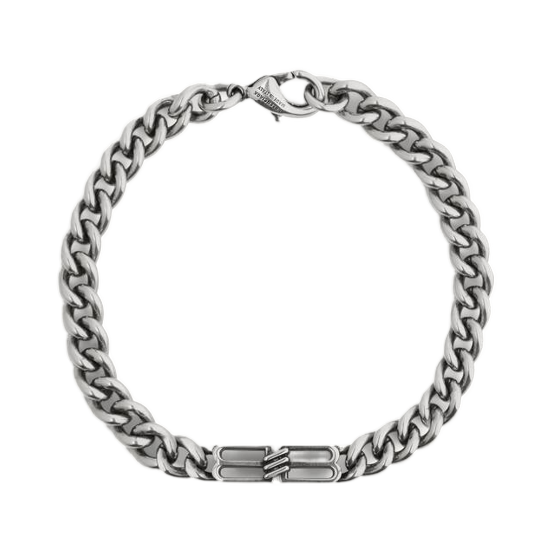 869774TZ99I0911 Balenciaga BB Icon Thin Gourmette Bracelet Antique Silver
