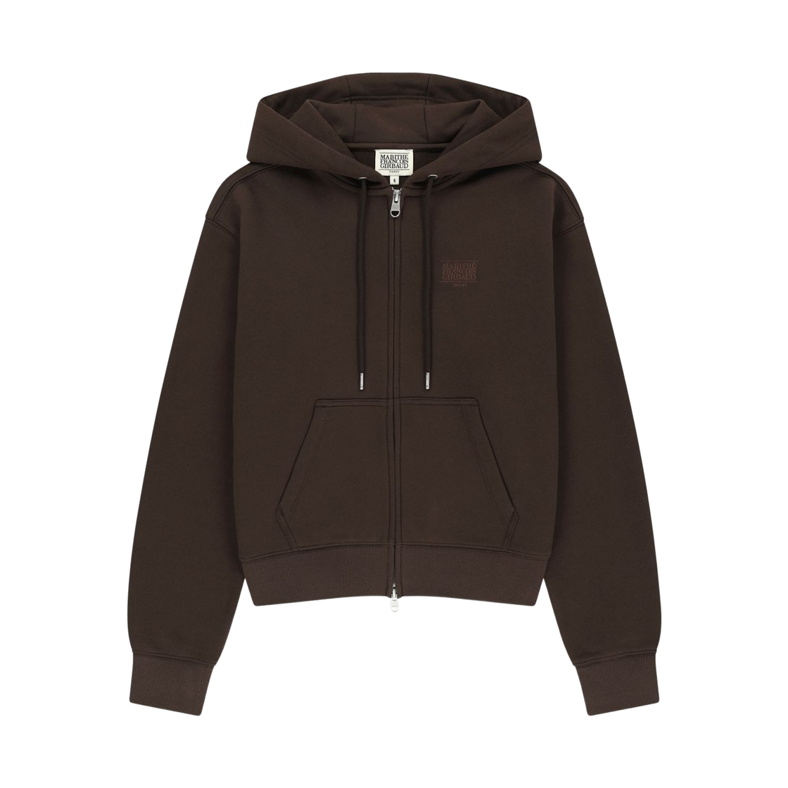 MFG46FHZ102-BRW (W) Marithe Francois Girbaud Small Classic Logo Hoodie Zip-Up Brown