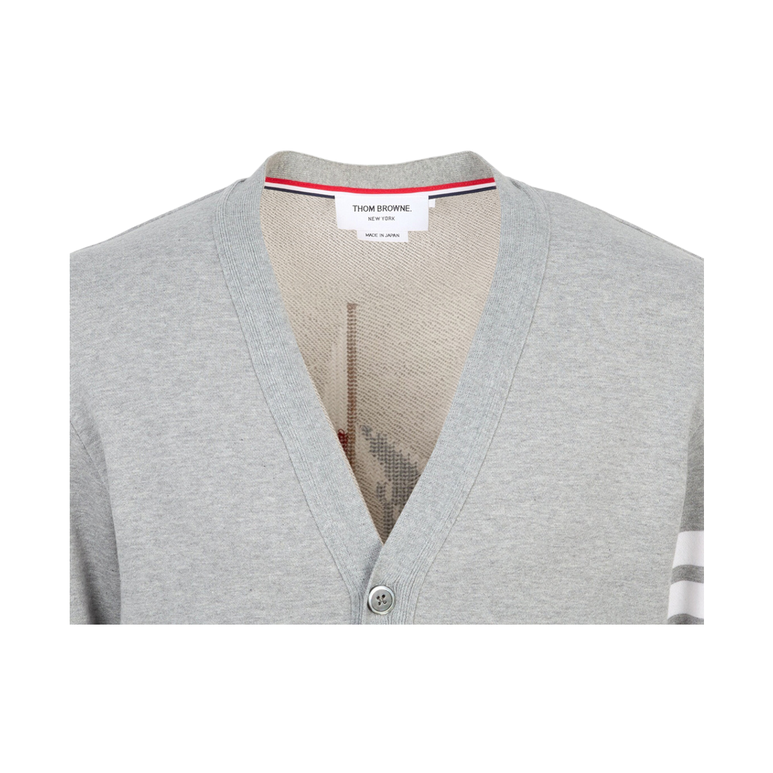 [25% 쿠폰] 톰브라운 루프백 사선 보트 자수 가디건 라이트 그레이([25% 쿠폰] Thom Browne Loopback 4-Bar Boat Embroidery Cardigan Light Grey) - 4