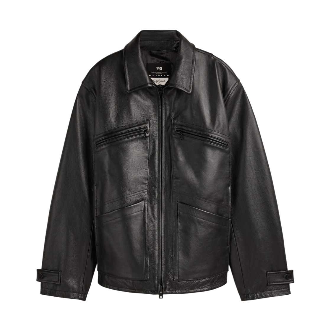 KT1528 Y-3 Leather Blouson Jacket Black