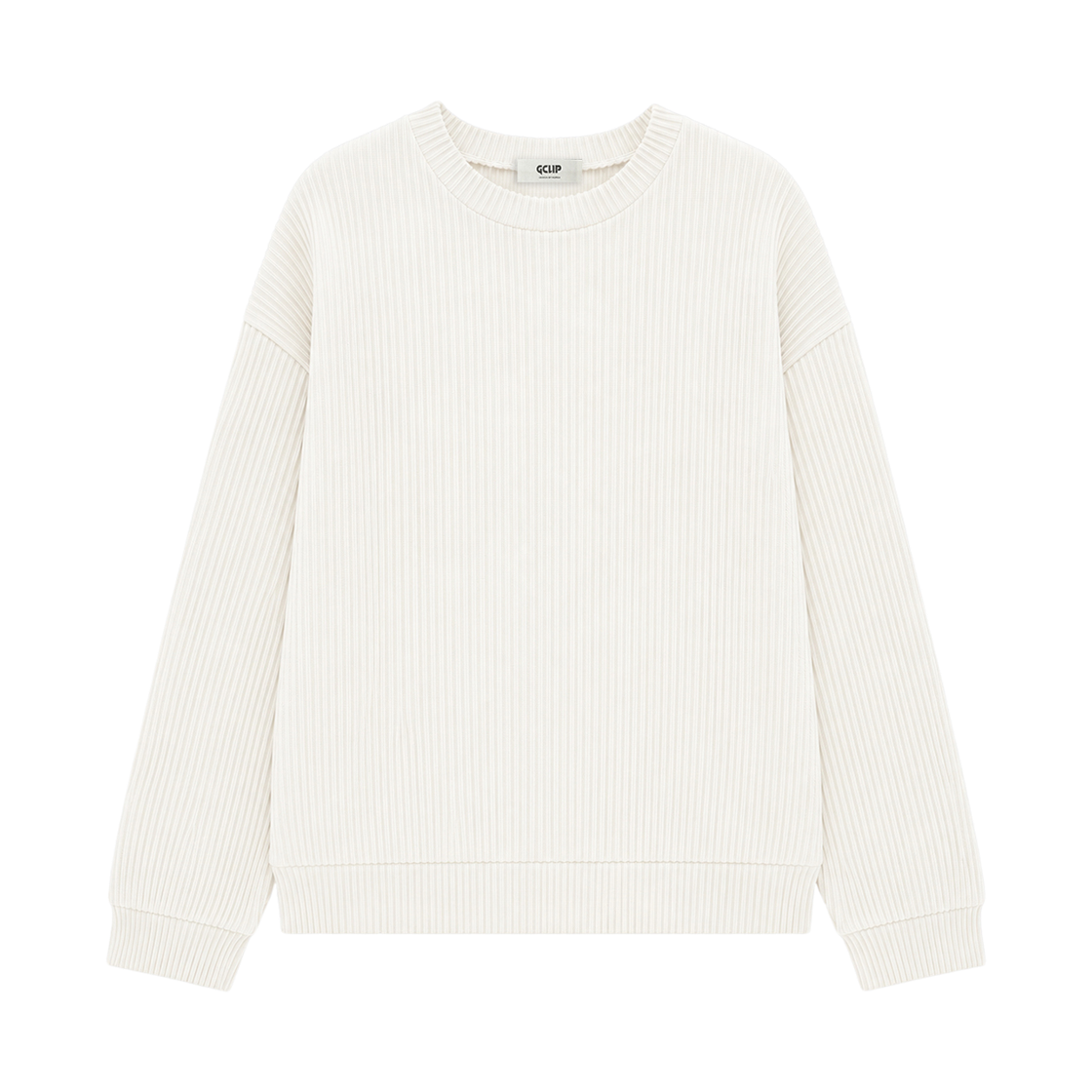 지크립 레귤러 핏 라운드넥 니트 맨투맨 스웨트셔츠  아이보리(GCLIP Regular Fit Round Neck Knit Sweatshirt Ivory)