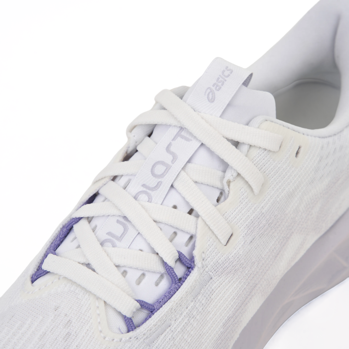(W) 아식스 노바블라스트 5 화이트 라일락 힌트 - D 와이드((W) Asics Novablast 5 White Lilac Hint - D Wide) - 7