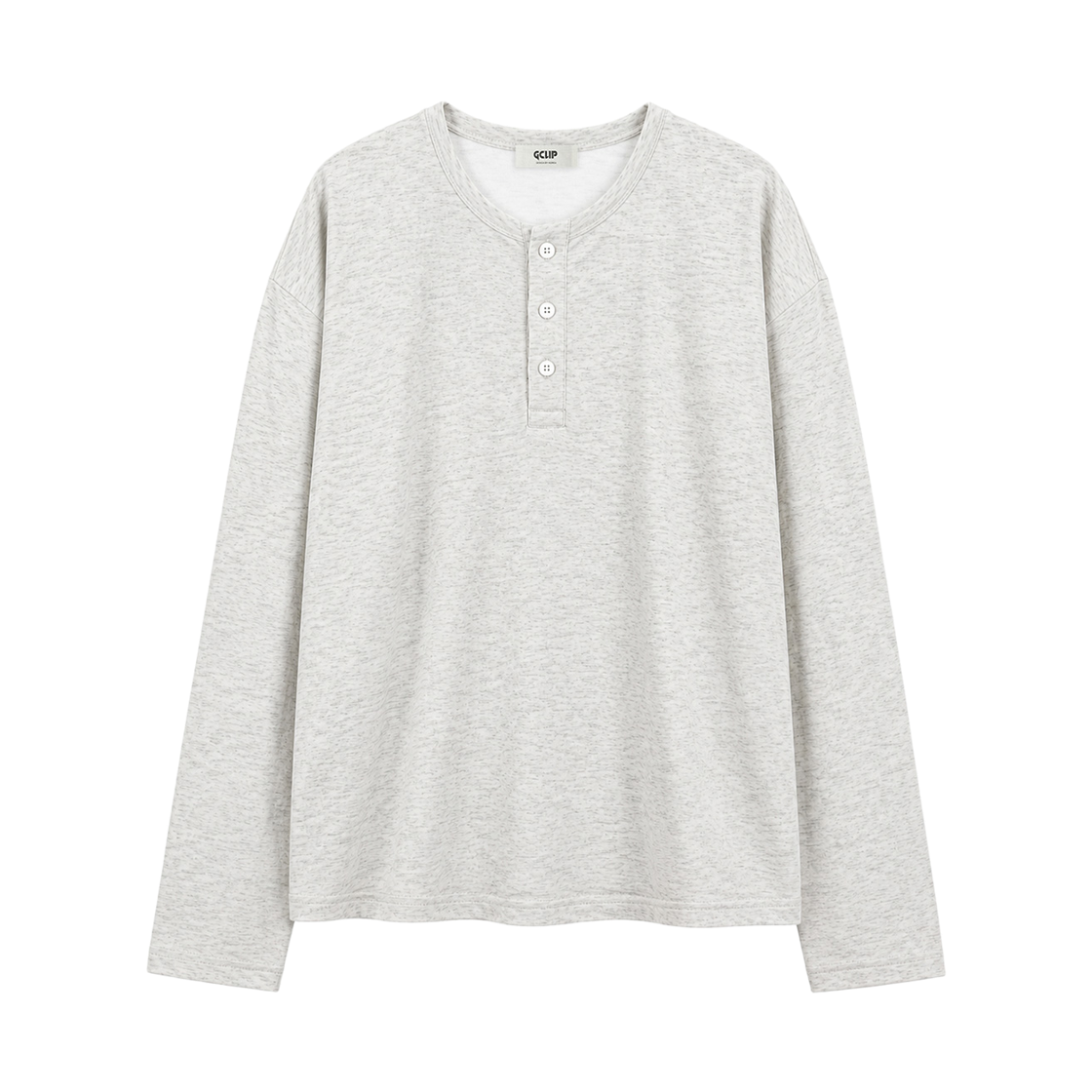 GC세미크롭헨리넥롱슬리브-오트밀 GCLIP Henley Neck Semi-Crop Daily Long Sleeve T-Shirt Otmeal