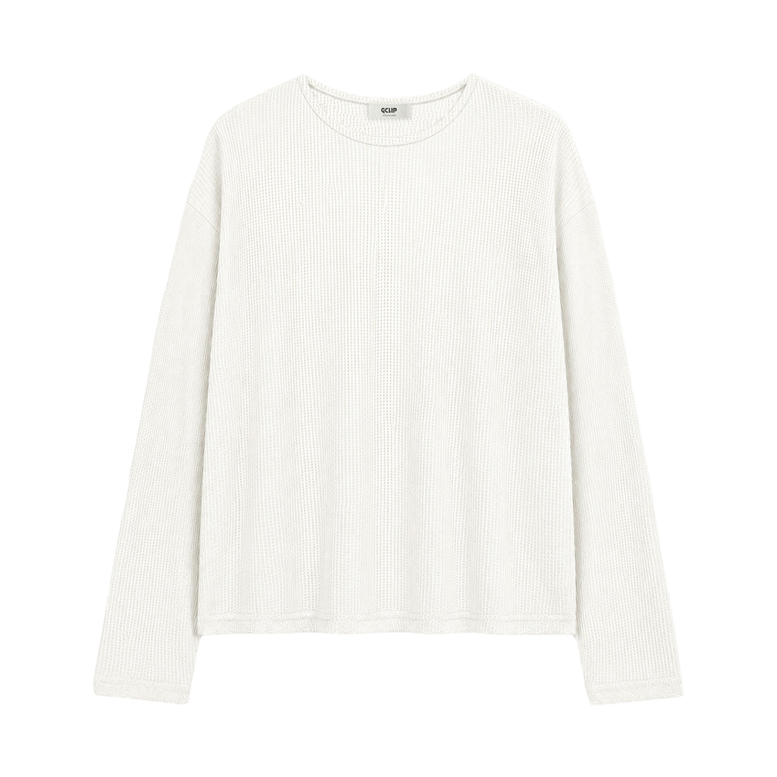 GC와플쫀득크롭롱슬리브-아이보리 GCLIP Crewneck Waffle Semi-Crop Long Sleeve T-Shirt Ivory