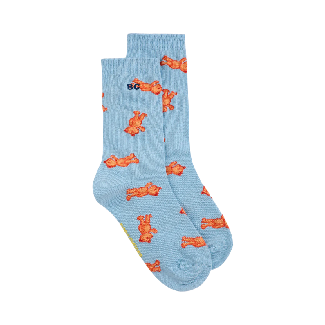 226AI007 (Kids) Bobo Choses Softpaw Monster All Over Long Socks Light Blue