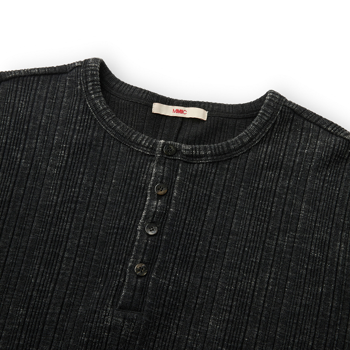 엠엠아이씨 그레인 헨리넥 워시드 블랙(MMIC Grain Henley Neck Washed Black) - 2