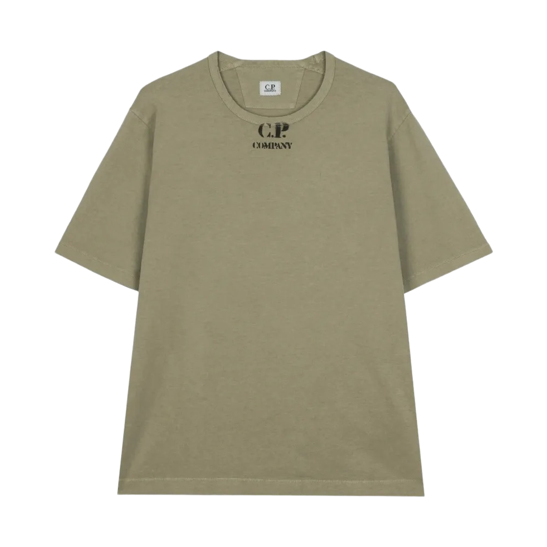 20CMTS214A006057O610 C.P. Company Jersey Short Sleeve Logo T-Shirt Moss Gray Green - 26SS
