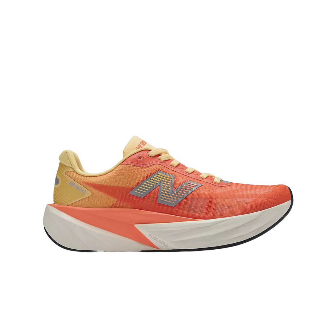 WFCX92I (W) New Balance Fuelcell Rebel v5 Silver Metallic Tangerine Heat - B Standard