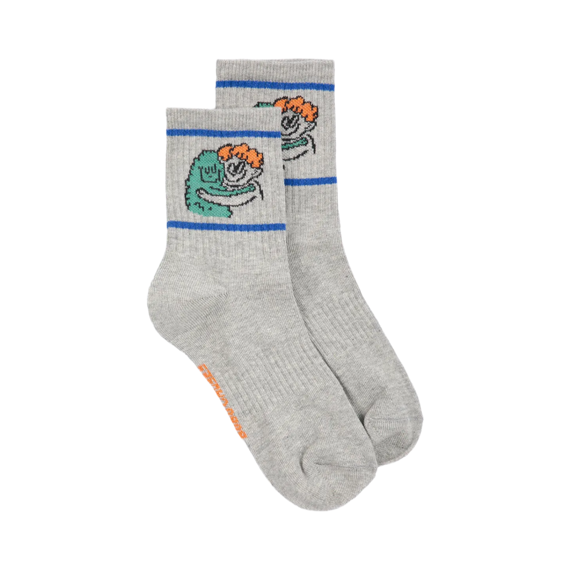 226AI001 (Kids) Bobo Choses Hug Hairy Monster Short Socks Light Heather Grey