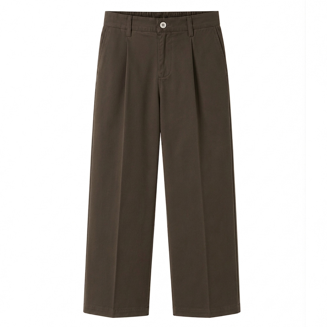 GCJM505-모카브라운 GCLIP Relaxed Half-Banding Pintuck Semi-Wide Slacks Light Mocha Brown