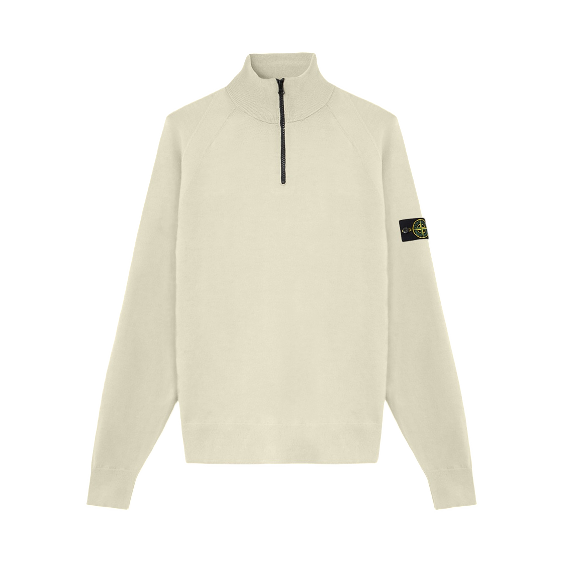 L2S1551000-08S00A1-V0095 Stone Island 5100008 Stretch RWS Wool Regular-Fit Half-Zip Jumper with Raglan Sleeves Sand - 26FW