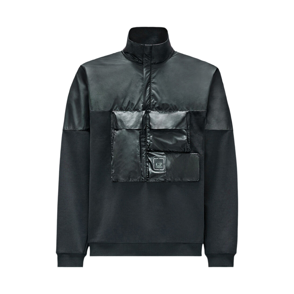 21CLSS035A006452M999 C.P. Company Metropolis Series Stretch Fleece Mixed Half Zip Sweatshirt Black - 26FW