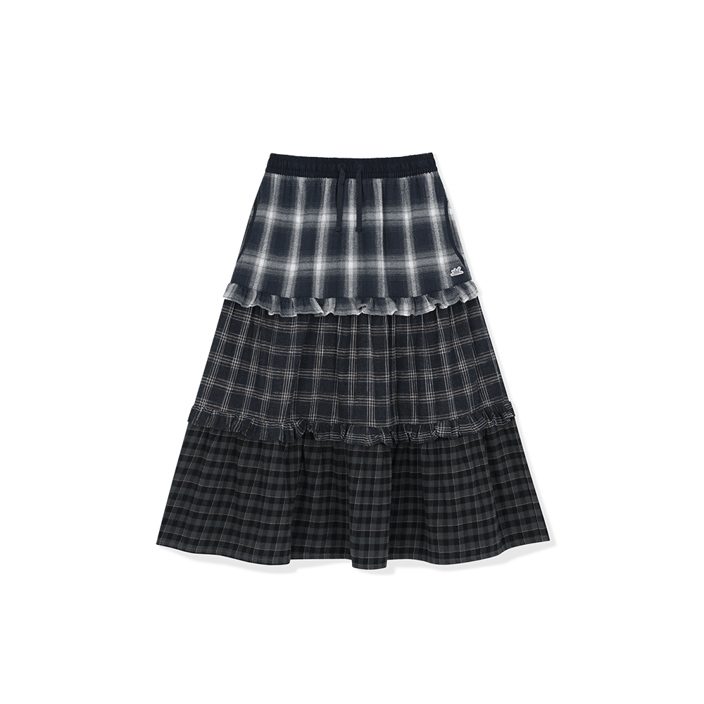 [5% 적립] 썬러브투어 우먼스 프릴 플란넬 롱 스커트 네이비([5% 적립] sunlovetour W Frill Flannel Long Skirt Navy)