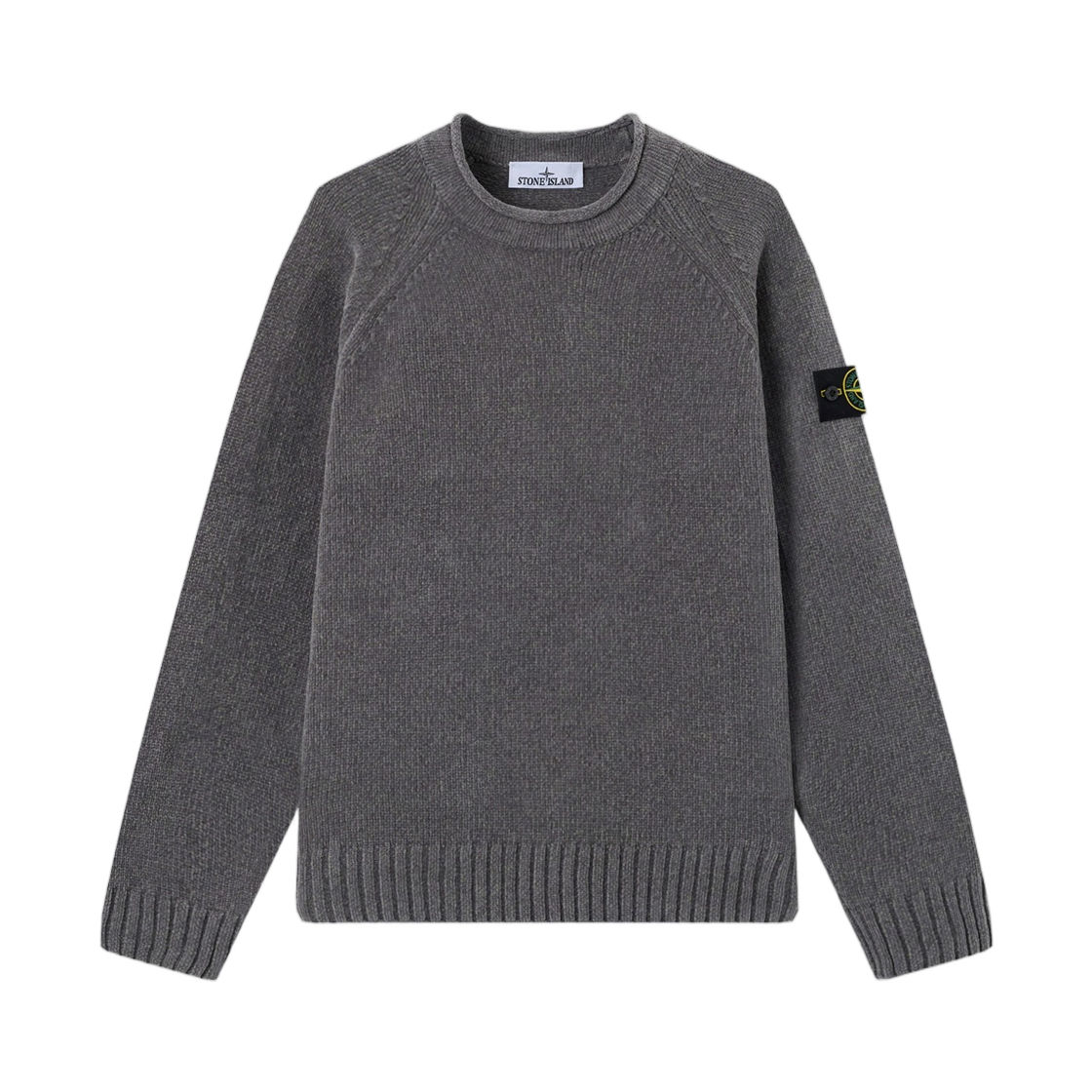 L2S1551000-13S0N16-V0M60 Stone Island 5100013 Mouliné Cotton Chenille Loose-Fit Crewneck Jumper with Raglan Sleeves Grey Melange - 26FW