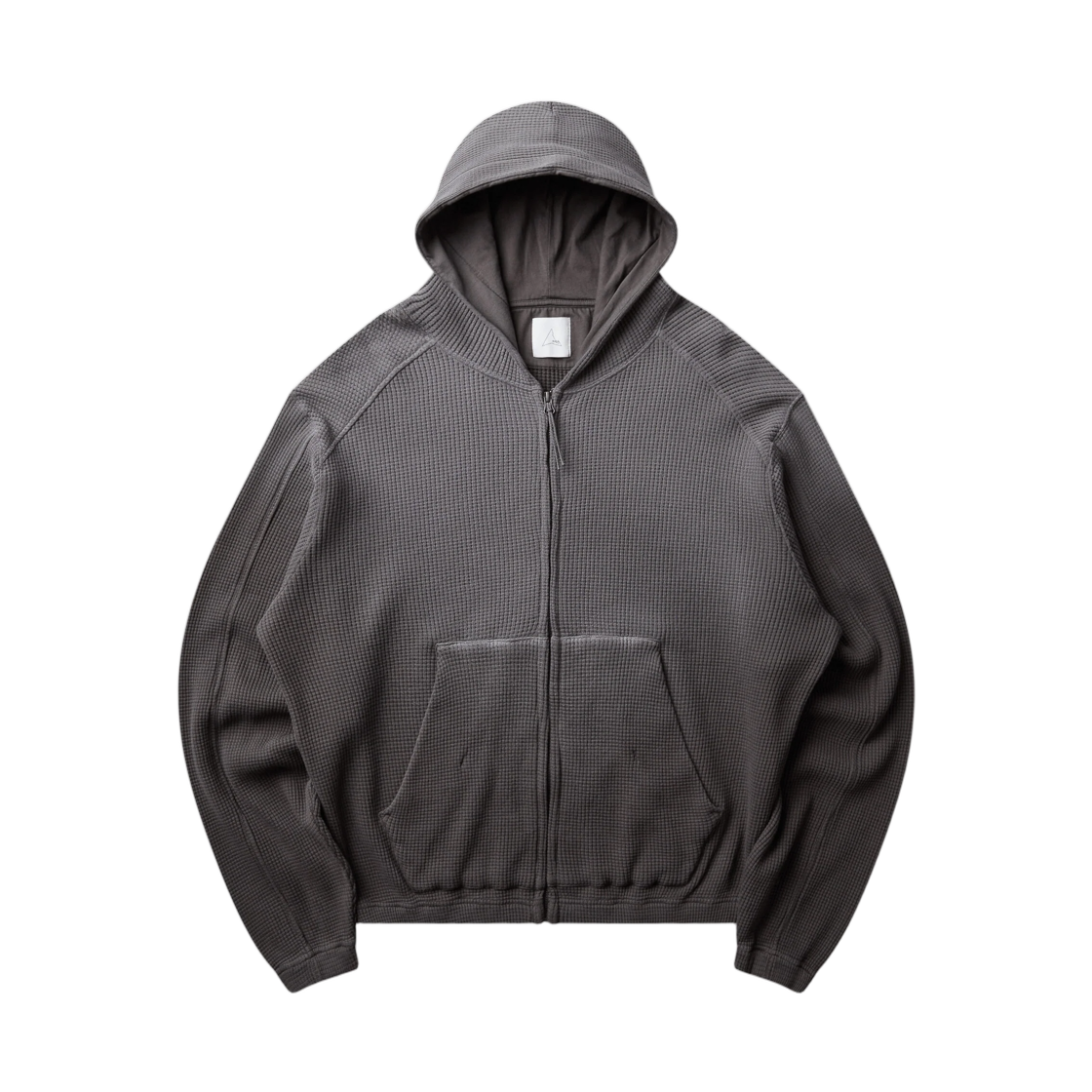 YBMW034FA31-GRY0045 ROA Bee Sun Faded Organic Waffle Zip-Up Hoodie Graphite