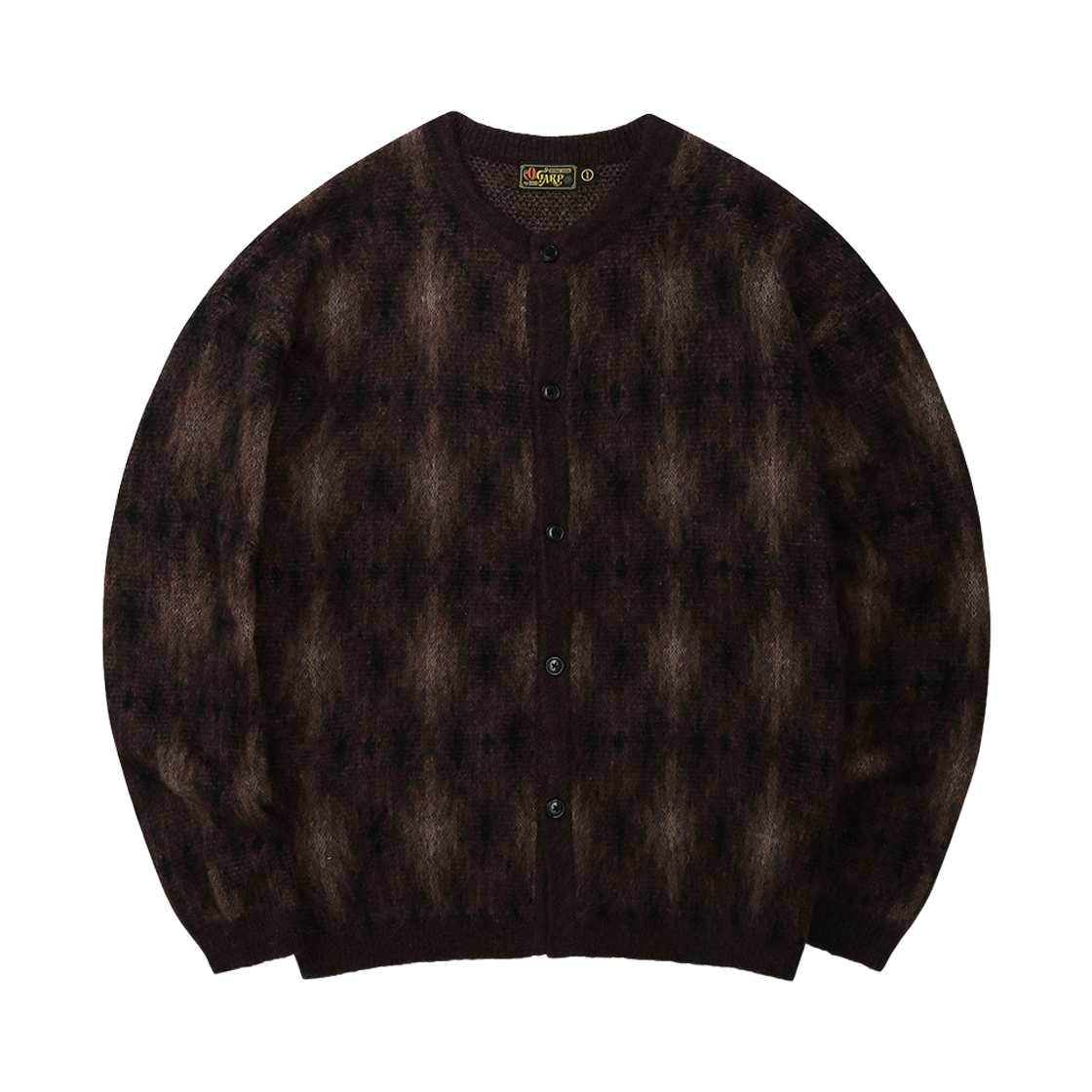 O26WWKN004BR OGARP Aztec Jacquard Cardigan Brown