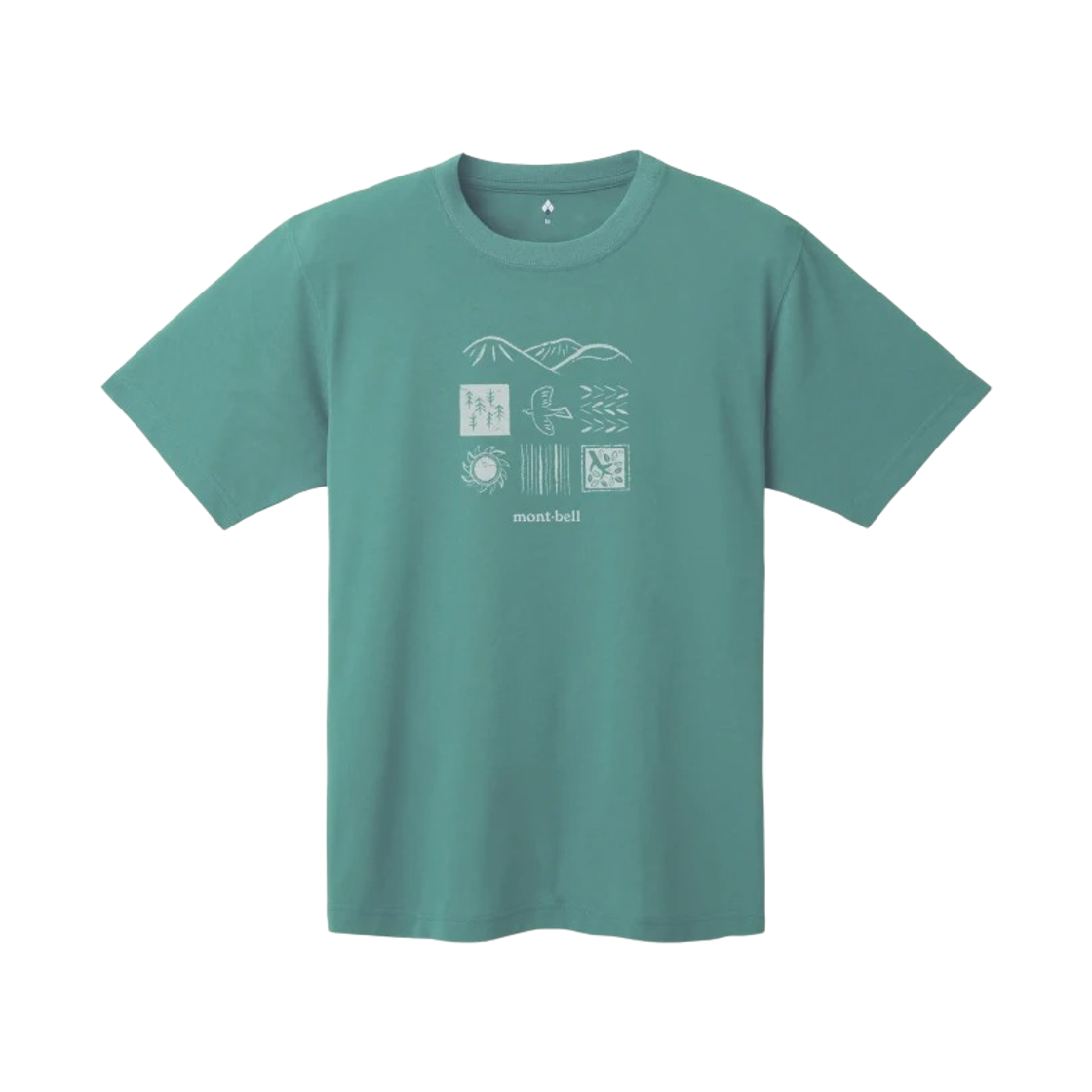 1114843 Montbell Wickron Mountain Nature T-Shirt Blue Green