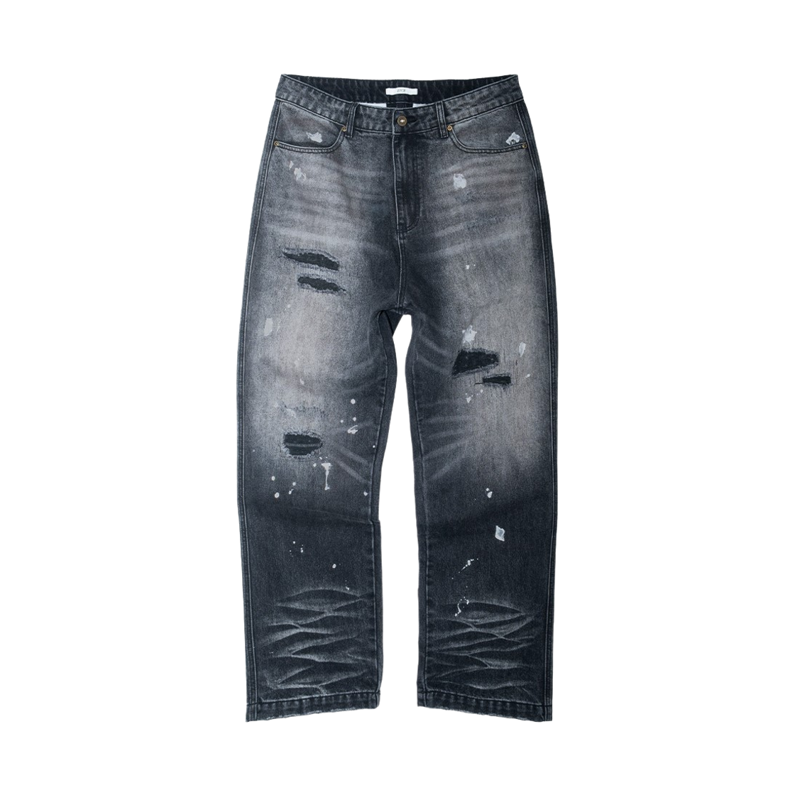 이티씨이 디스트로이드 페인팅 워시드 데님 블랙(ETCE Destroyed Painting Washed Denim Black)
