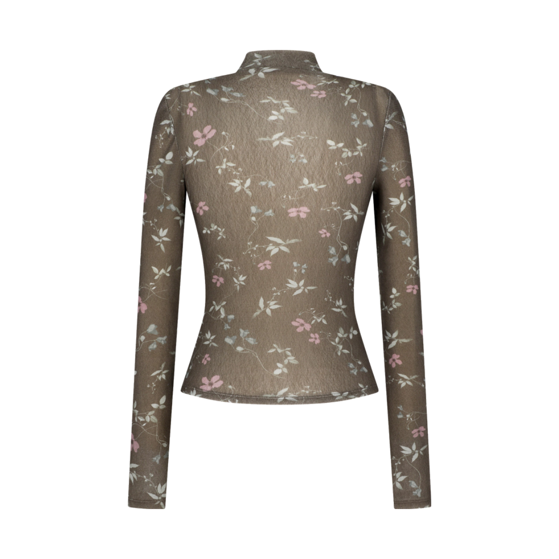 아모멘토 우먼 플로럴 모크넥 탑 브라운 - 26FW(Amomento Women Floral Mock Neck Top Brown - 26FW) - 2