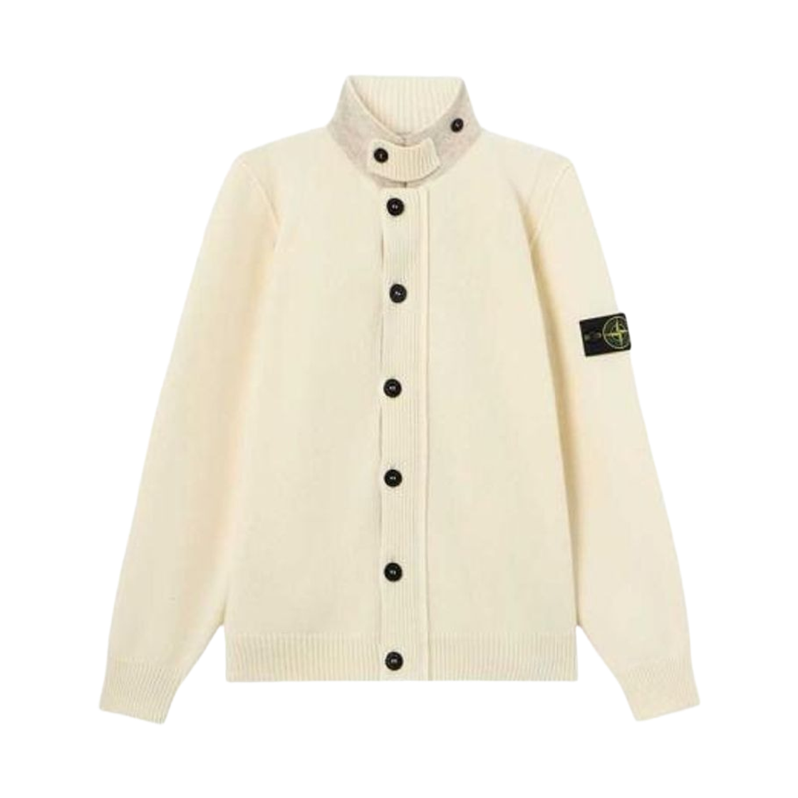 L2S1551000-47S00A3-V0093 Stone Island 5100047 Regular Fit Zip Up Jumper with Button Placket Ivory - 26FW