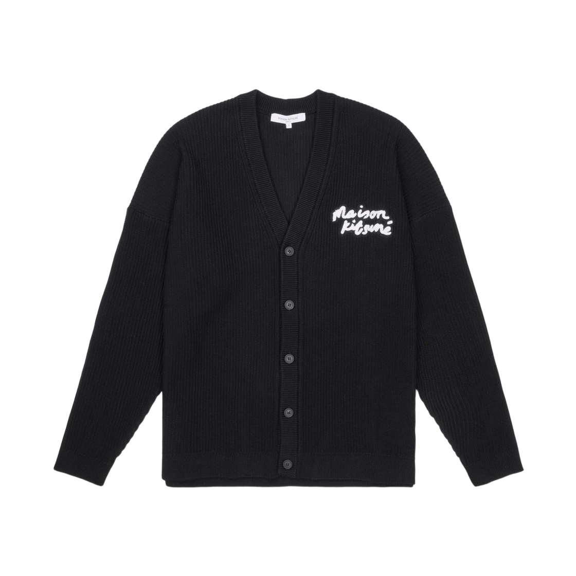 OM00505KT1126-P199 Maison Kitsune Handwriting Logo Comfort Cardigan Black