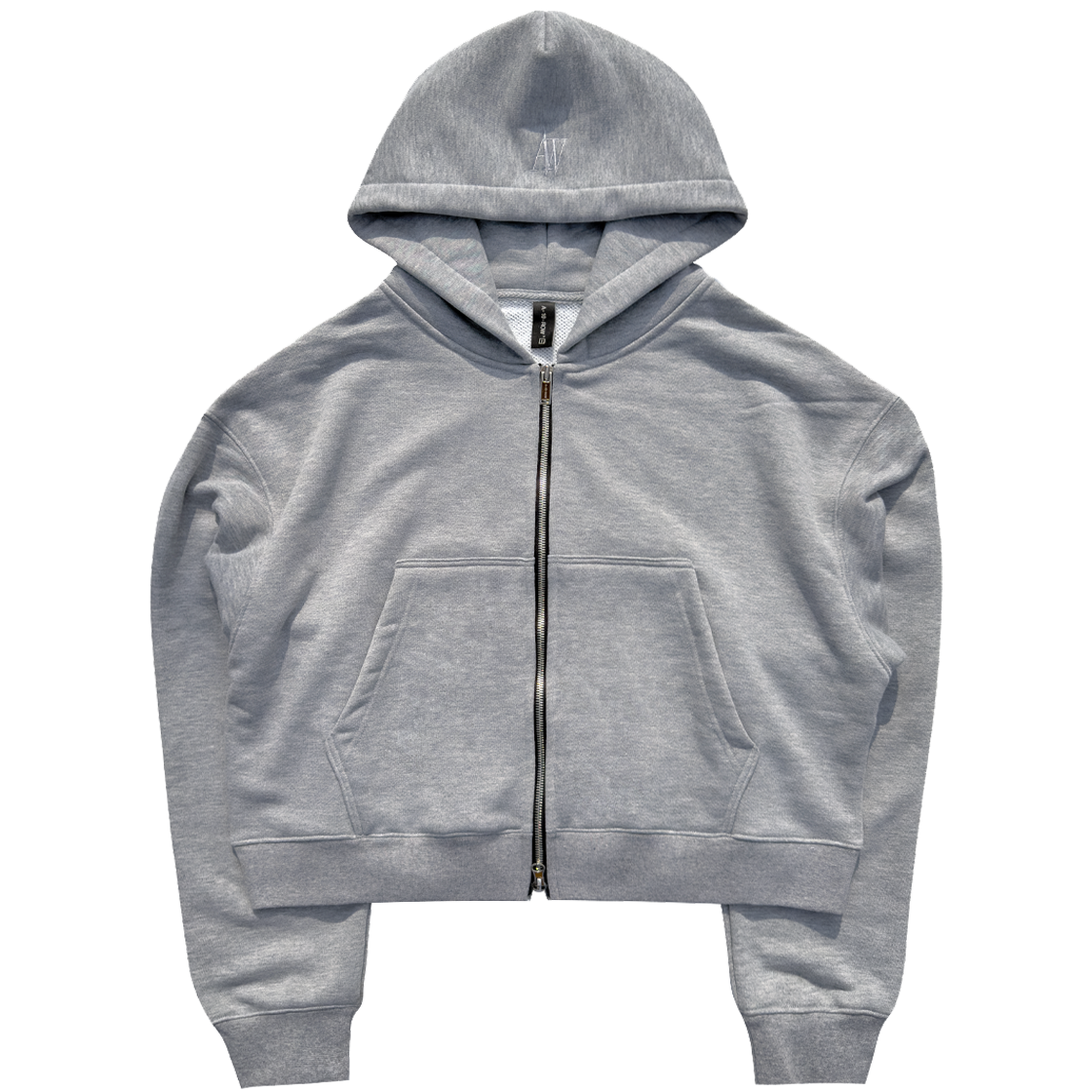 Edition8_13 ATTENTIONROW Edition 8. Dia Sweat Two-Way Cropped Hoodie Zip-up Gray Melange