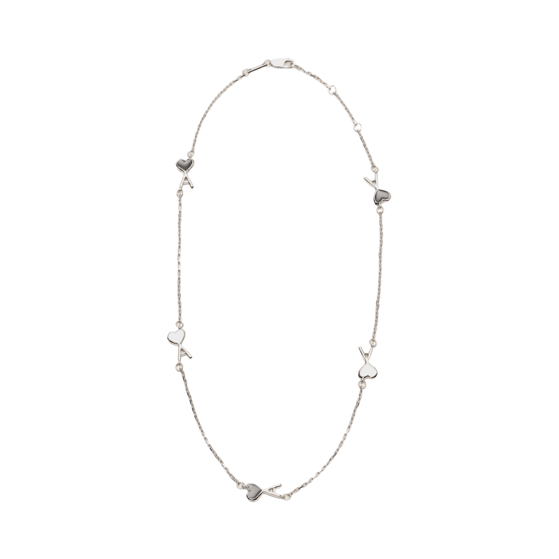 UJW463-HW0026-A104 AMI Silver Brass Hammered Ami De Coeur Necklace Silver Black