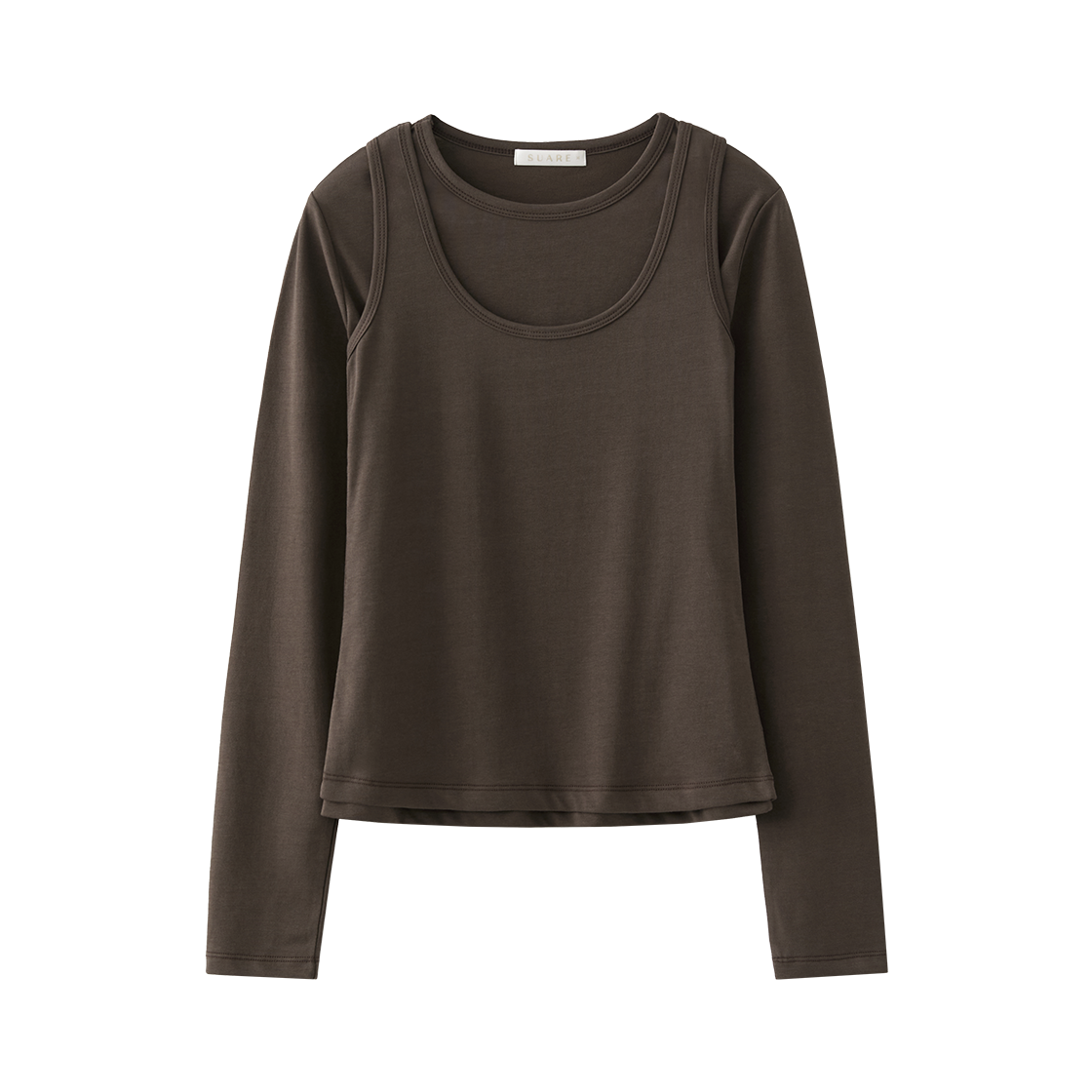 SBF3TS01WBR (W) Pima Cotton Layered Long Sleeve (SET) Brown