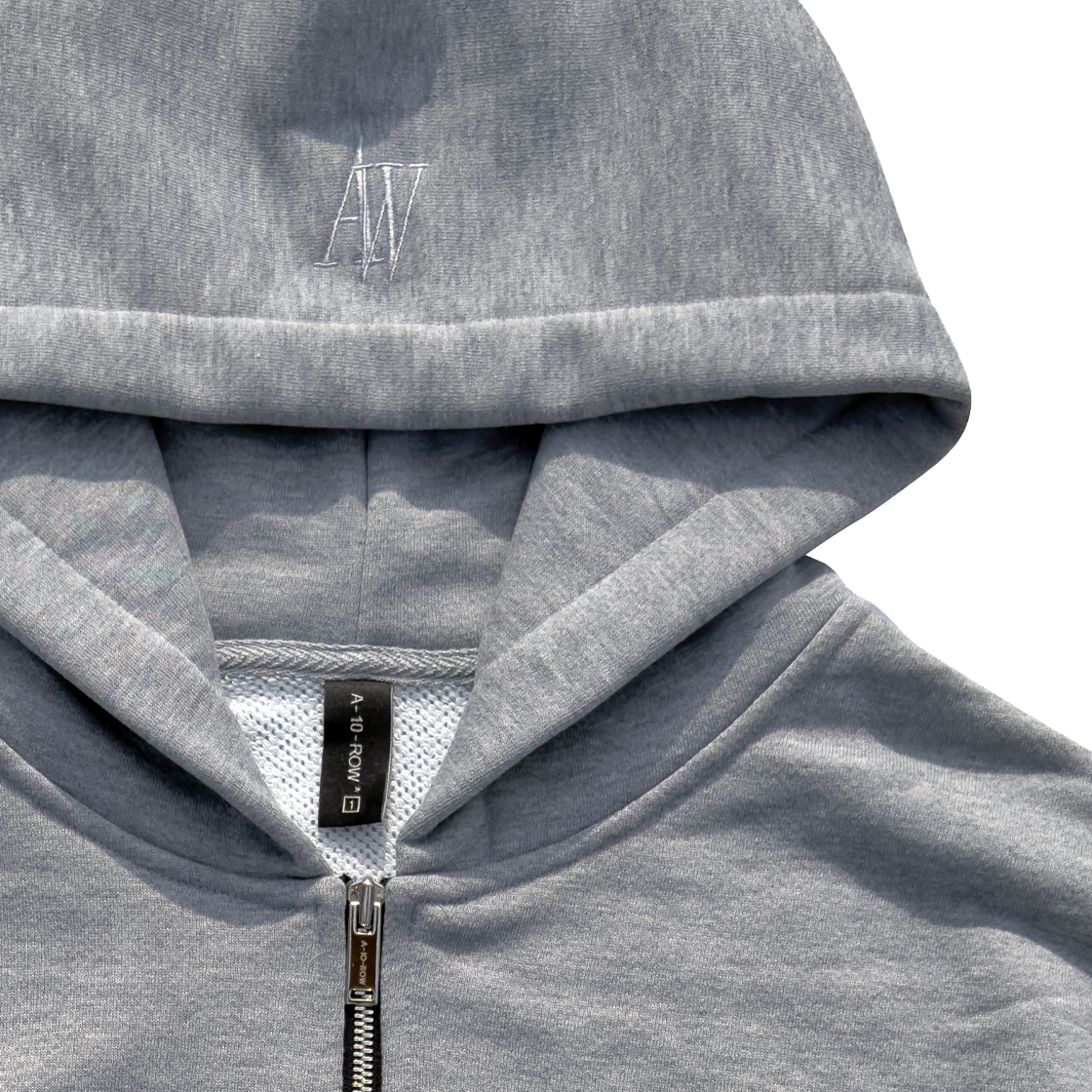 어텐션로우 에디션8. 다이아 스웨트 투웨이 크롭 후드집업 그레이 멜란지(ATTENTIONROW Edition 8. Dia Sweat Two-Way Cropped Hoodie Zip-up Gray Melange) - 2
