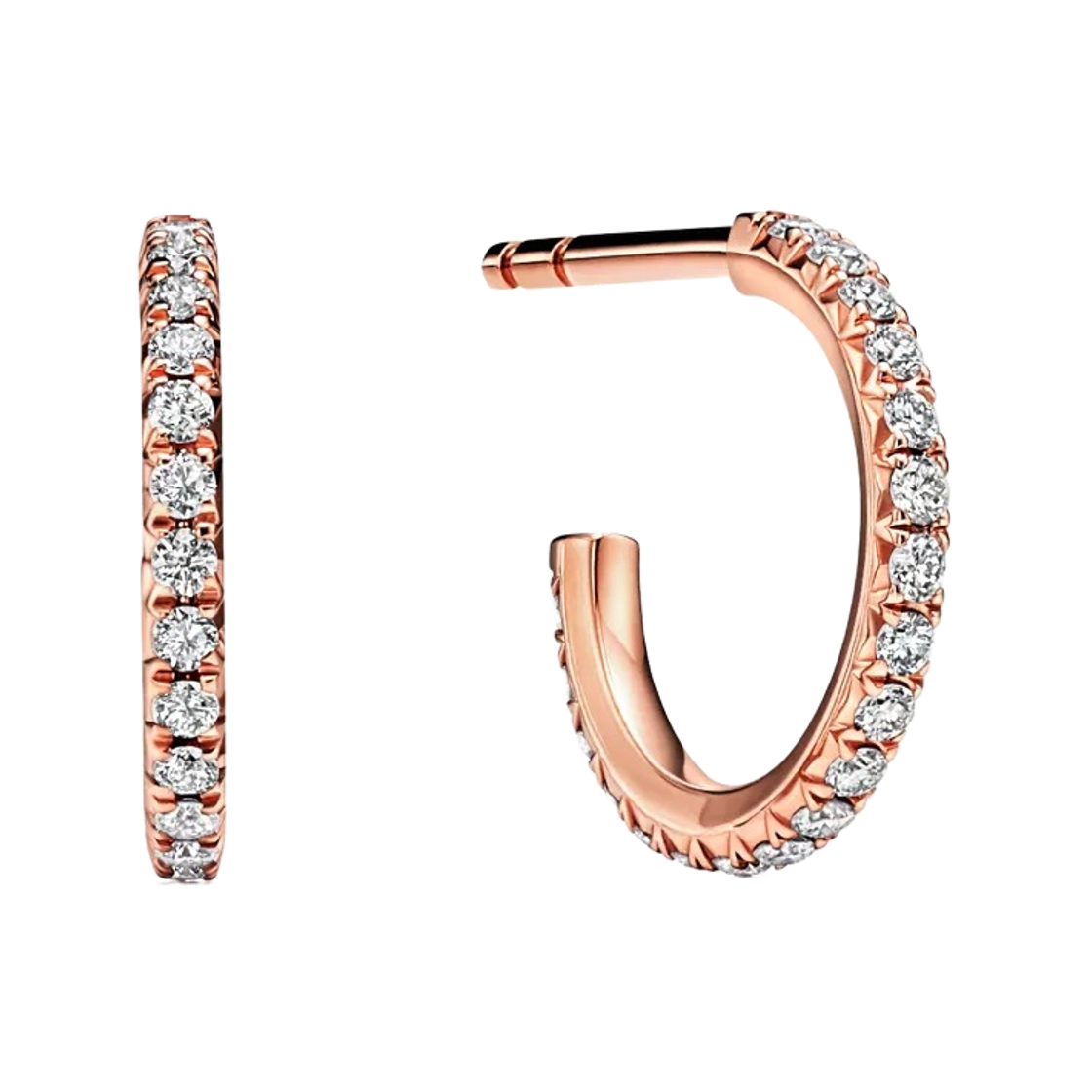 1361159286/67025091/67025083 (W) Tiffany & Co. Metro Hoop Small Earrings 18k Rose Gold Diamonds