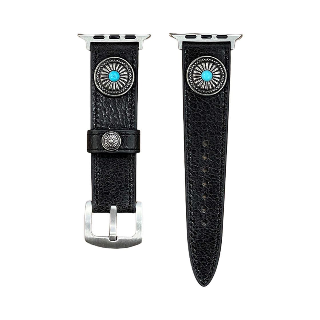 O26WWAC025BK OGARP Turquoise Concho Leather Smartwatch Band Black