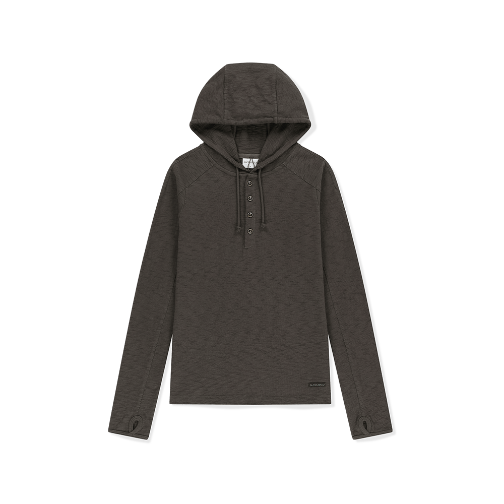 SL263TTSLT01CH [5% 적립] sunlovetour Slub Hooded LS Tee Charcoal