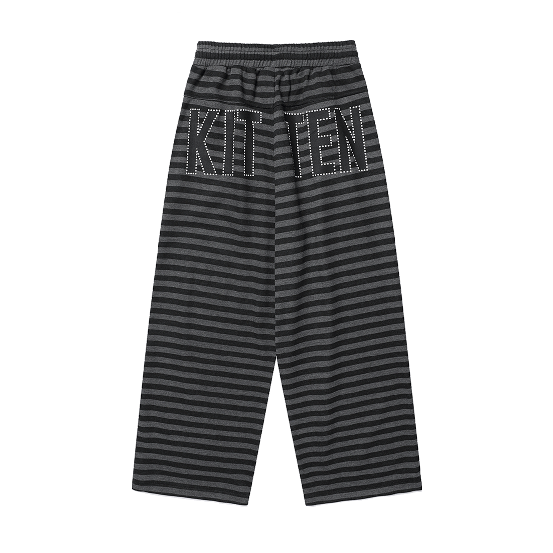 CV2GFFPA04ABK CAVISH Striped Kitten Wide Sweat Pants Black