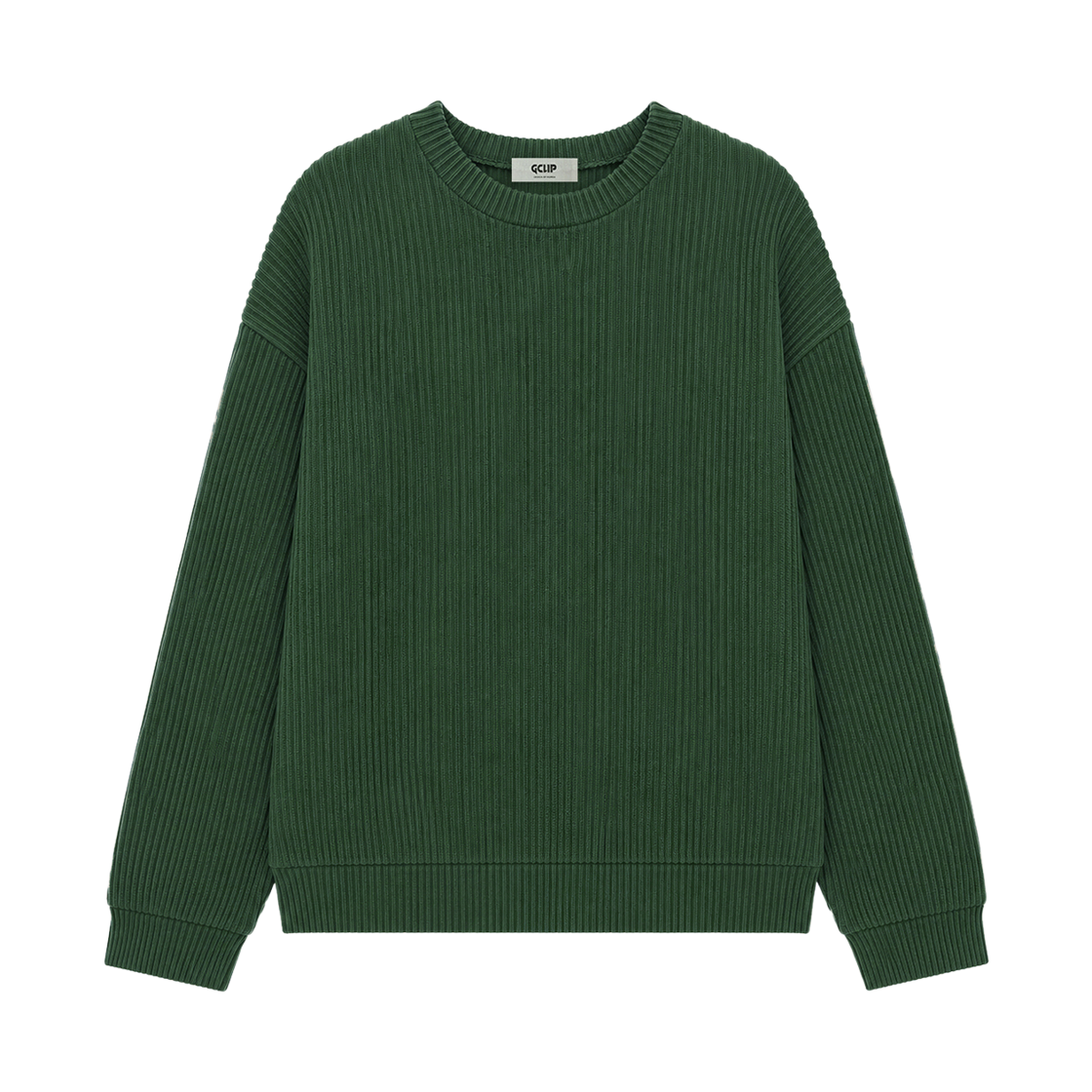 지크립 레귤러 핏 라운드넥 니트 맨투맨 스웨트셔츠 카키(GCLIP Regular Fit Round Neck Knit Sweatshirt Khaki) - 2