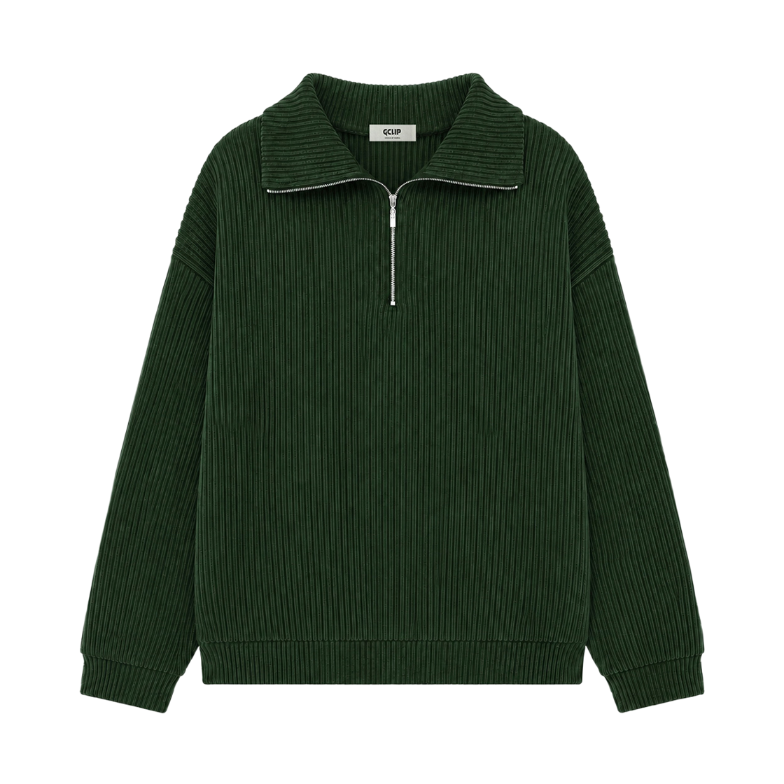 GC골지반집업맨투맨-카키 GCLIP Regular Fit Half-Zip Collared Sweatshirt Khaki
