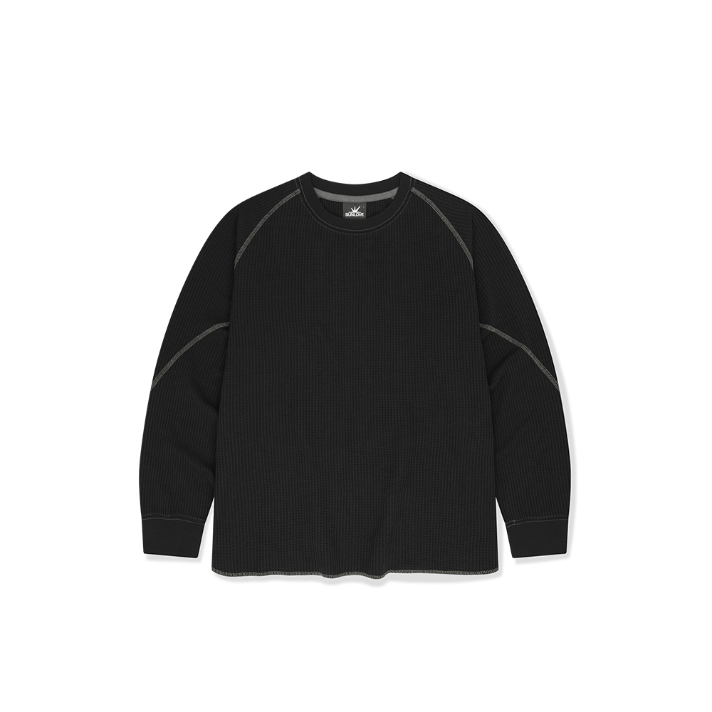SL263TTSLT03BK [5% 적립] sunlovetour Aero Waffle LS Tee Black