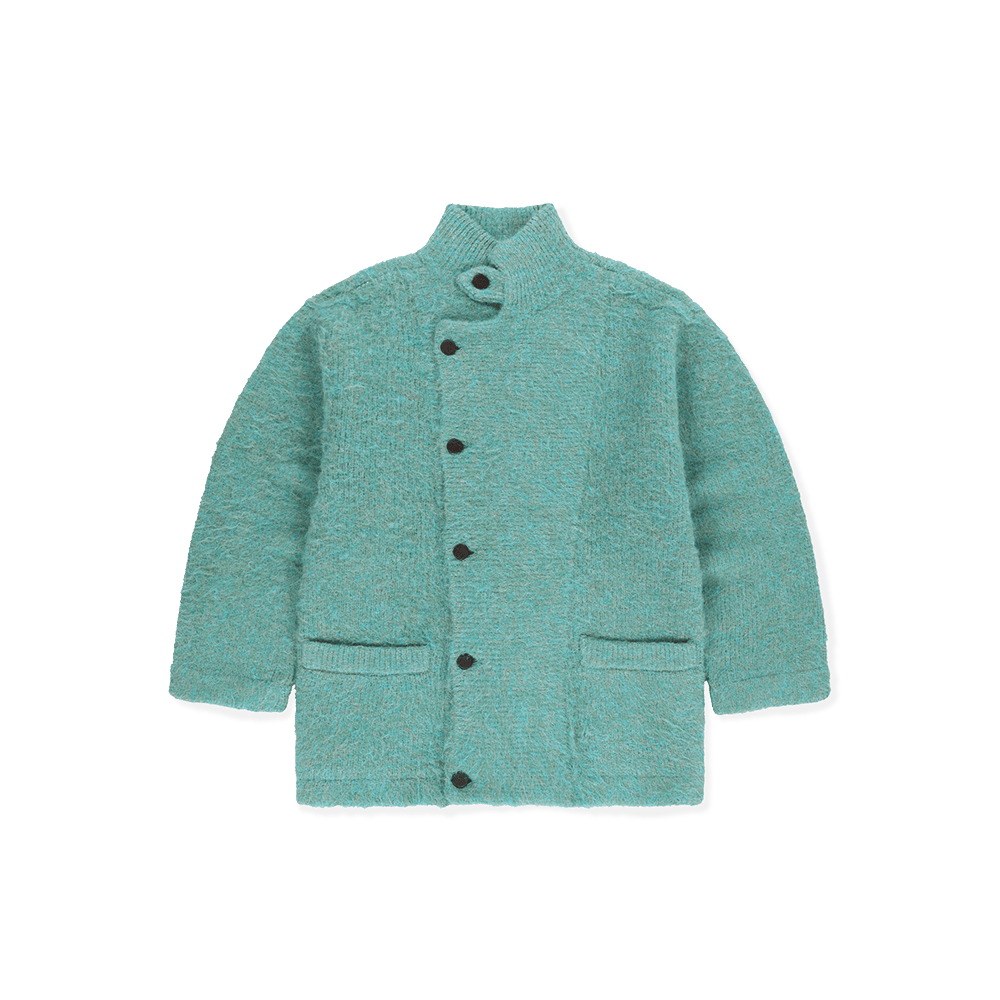 SL263KKNCK01HTG [5% 적립] sunlovetour Shaggy Double Knit Cardigan Heather Green